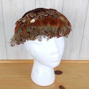 *Vintage 40s 50s Handmade Pheasant Breast Pill Box